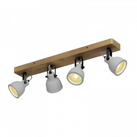 Plafoniera cu 4 lumini Mitis, LED, lemn masiv/beton, natur/gri, 70 x 10 x 19 cm