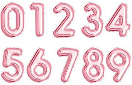 Set de 10 baloane aniversare Gremag, 0-9, roz, 40,64 x 24 cm