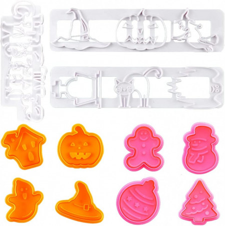 Set de 11 forme pentru prajituri de Halloween MEZHEN, plastic, multicolor