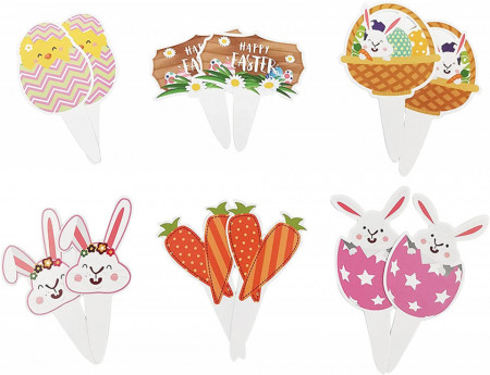 Set de 12 decoratiuni pentru prajituri de Paste HEIGOO, hartie, multicolor, 11 cm