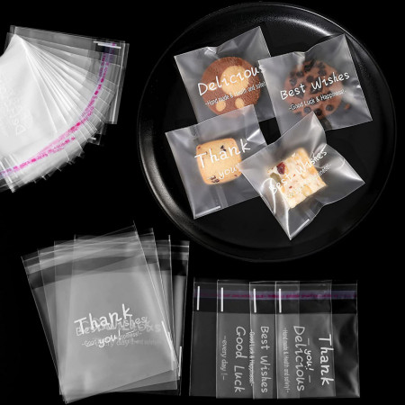 Set de 200 pungi pentru dulciuri Astaron, celofan, transparent, 10 x 10 cm / 7 x 7 cm
