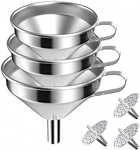 Set de 3 palnii cu filtre Retoteng, otel inoxidabil, argintiu, 15 cm / 13 cm / 11 cm