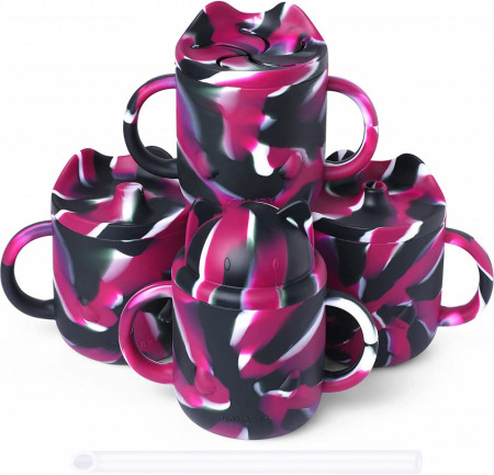 Set de 4 cani pentru bebelusi LYASIL, silicon, negru/violet/alb, 14 x 14 cm