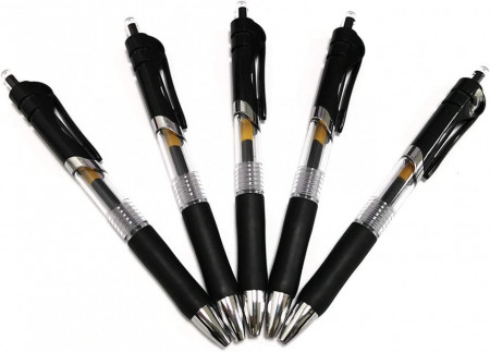 Set de 5 pixuri HEIGOO, negru, plastic, 15 cm