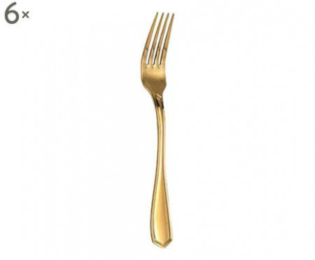 Set de 6 furculite Madaleine, inox, auriu