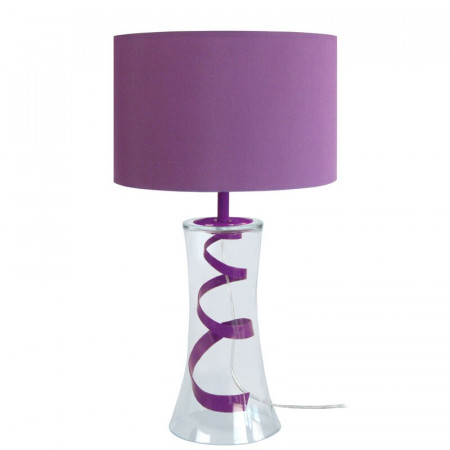 Veioza Hamlin, sticla/tesatura, violet, 30 x 25 x 25 cm