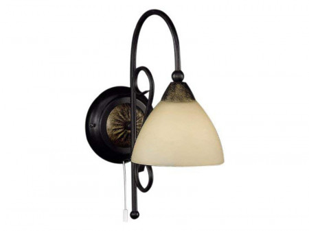 Aplica de perete Fischer & Honsel, metal/sticla, crem/negru/alama, 33 x 27 cm