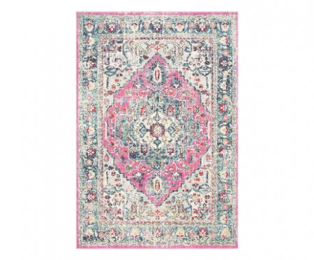 Covor Margaret, textil, fucsia/albastru deschis/fildes, 122 x 183 cm