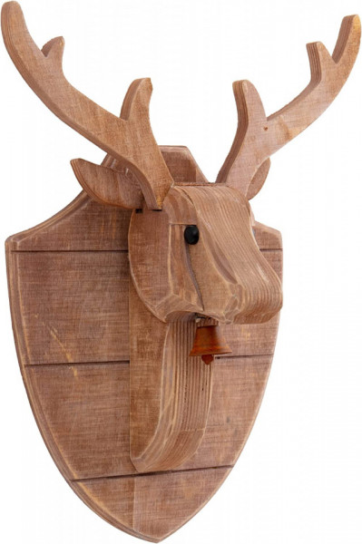 Decoratiune de Craciun Valery Madelyn, ren, lemn, natur, 34 x 25 cm