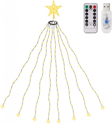 Instalatie pentru bradul de Craciun Salcar, LED, alb cald, 150 cm