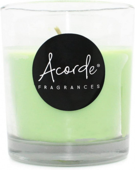Lumanare parfumata UVTQSSP, ceara de soia, transparent/verde, aroma de ceai verde si lamaie