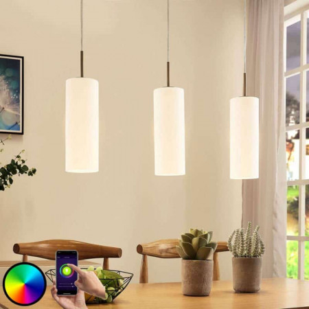 Lustra tip pendul Felice, LED, RGB, metal/sticla, alb/argintiu