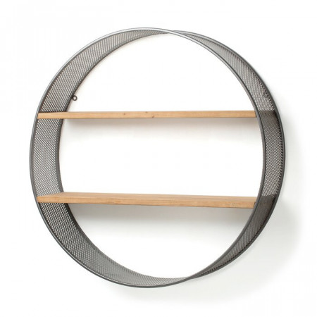 Raft de perete Candide, metal/lemn, gri, 80 x 80 x 18 cm