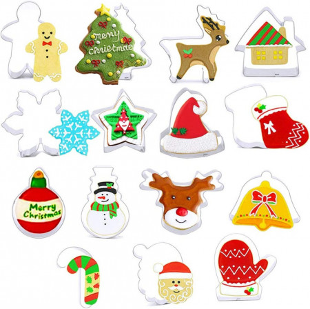 Set de 15 forme pentru biscuiti ZSWQ, otel inoxidabil, argintiu