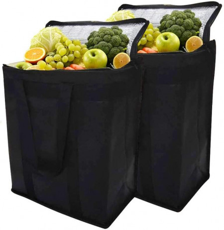 Set de 2 genti termice Yongzhenlite, tesatura, negru, 30 x 16 x 35 cm