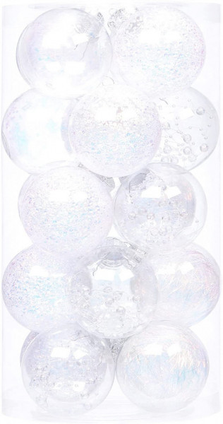 Set de 20 de globuri de Craciun Sea Team, plastic, transparent, 8 cm