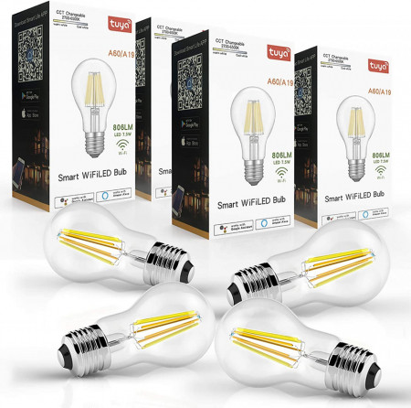Set de 4 becuri inteligente E27 Arcwares, Wifi, LED, 2700K, 7,5 W