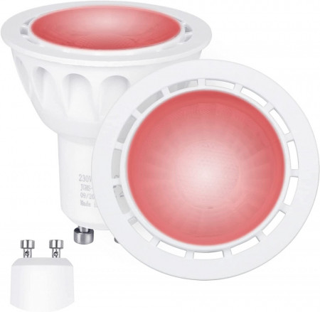 Set de 4 spoturi Yayza, GU10, LED, lumina rosie, 6W, MR16