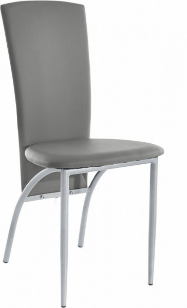 Set de living Norma/Nicole 4 scaune piele sintetica + 1 masa cu blat de sticla, gri, 160 x 80 x 76 cm