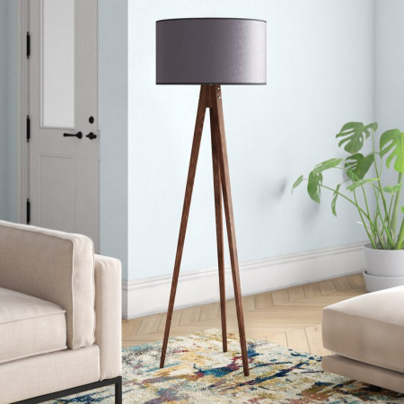 Lampadar Felicity, lemn/textil, maro/gri deschis, 153 x 50 x 50 cm