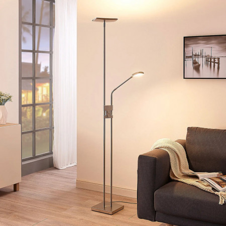 Lampadar Jonne, LED, metal, argintiu, 23 x 23 x 180 cm