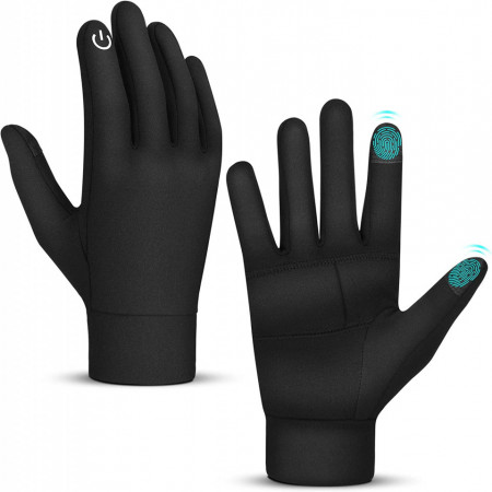 Manusi de ciclism cu ecran tactil Atarni, spandex/microfibra/silicon, negru, M