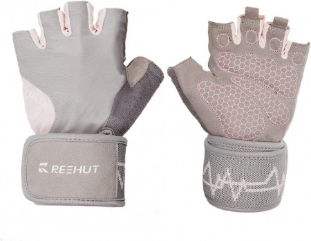 Manusi profesionale fitness/ciclism REEHUT, lycra, gri, XL/ 23- 15 cm