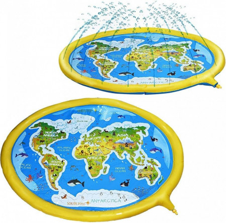 Piscina pentru copii cu stropitoare LOVALUE, PVC, albastru/galben/verde, 170 cm