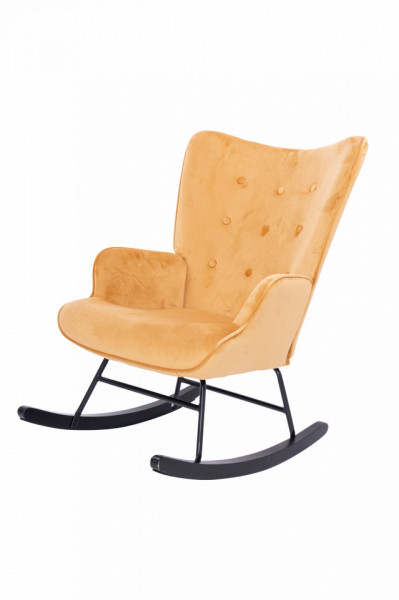 Scaun balansoar Capehart, catifea, negru/portocaliu, 86 x 88 x 69 cm