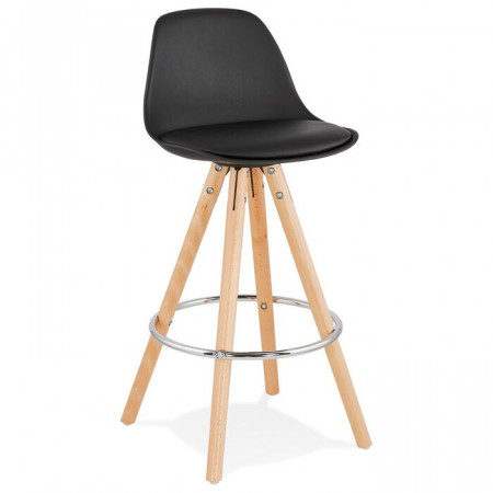 Scaun de bar Lilac, lemn/polipropilena, negru, 85 x 42 x 42 cm