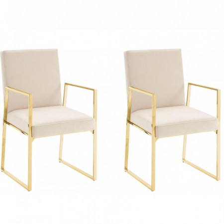 Set de 2 fotolii Kiarwei, crem/auriu, 53 x 60,4 x 88,5 cm