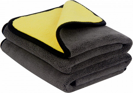 Set de 2 lavete de lustruire auto VIVOTE, microfibra, galben/gri, 45 x 38 cm