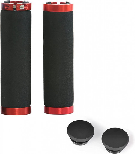 Set de 2 manere ergonomice pentru biciclete/ scutere PenuSpt, rosu/negru, spuma, 22,3 mm
