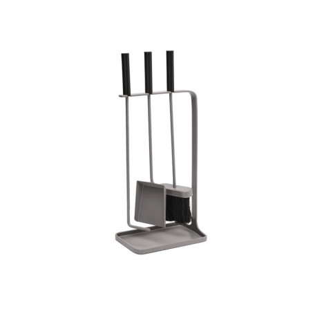 Set de 3 unelte pentru semineu, gri, 20 x 6 x 9 cm