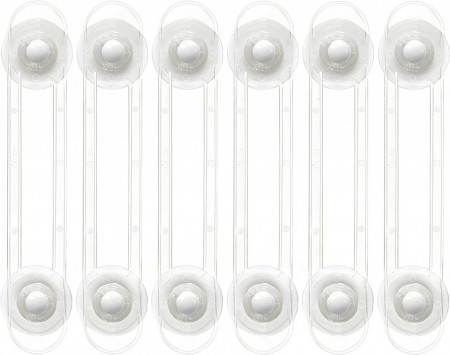 Set de 6 incuietori de siguranta pentru copii, alb, plastic, 16,5 x 3,5 cm