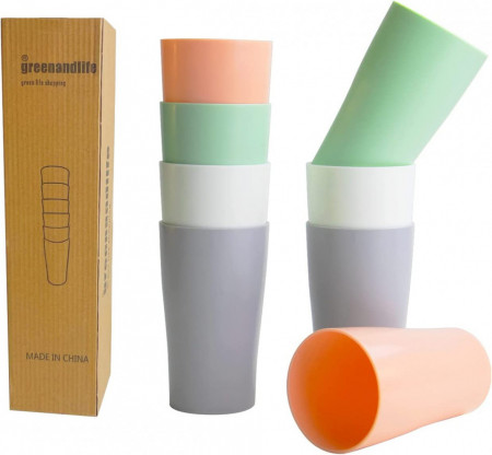 Set de 8 pahare Greenandlife, plastic, multicolor, 12,9 x 7,3 cm, 400 ml