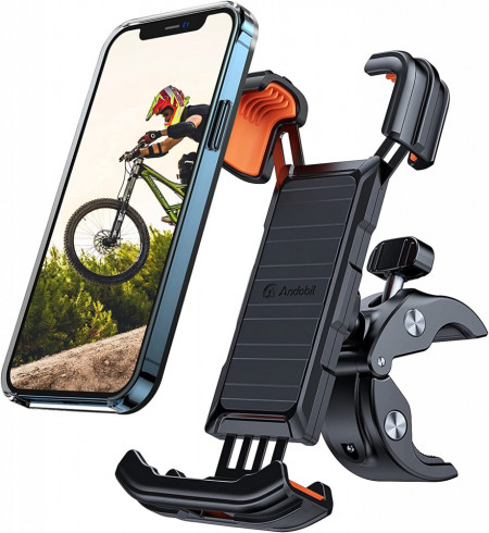 Suport telefon pentru bicicleta Andobil, metal/plastic, negru/portocaliu, 9 x 18 x 3 cm