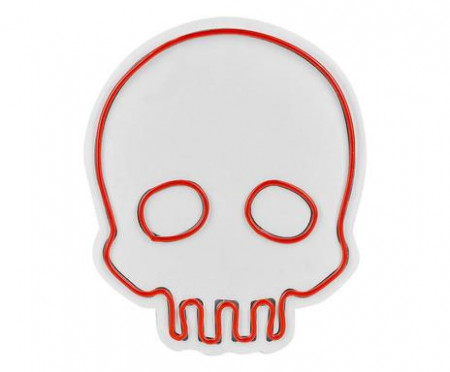 Decoratiune de perete Skull, LED, alb/rosu