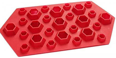 Forma pentru cuburi de gheata Selecto Bake, silicon, rosu, 23 x 12 x 2,3 cm