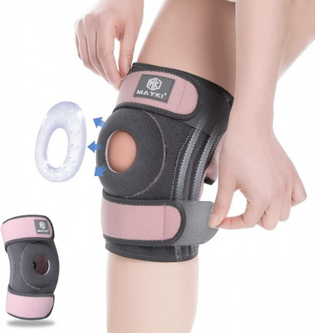 Genunchiera MAYKI, neopren/gel, gri/roz, marime universala