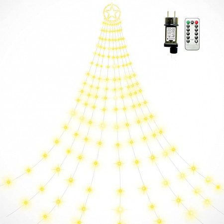 Lant de lumina pentru pomul de Craciun Litogo, LED, IP44, alb cald, 10 fire x 2 m