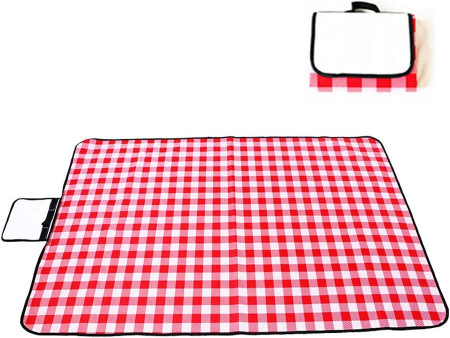 Patura pentru picnic Smilbaley, PVC, roz/alb, 150 x 200 cm
