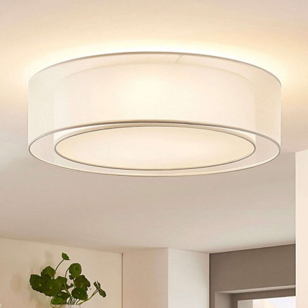 Plafoniera Amon, tesatura/metal, alb, 12W