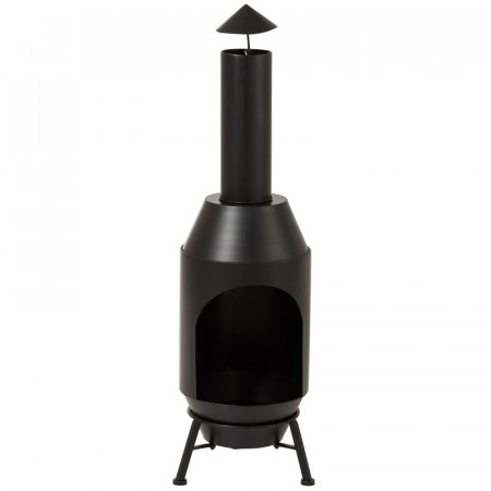 Semineu Chiminea pentru terasa, negru, 108 x 29 cm