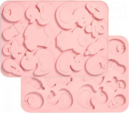 Set de 2 forme pentru prajituri URLIFEHALL, silicon, roz, 234 x 166 mm