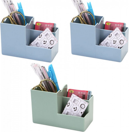 Set de 3 organizatoare de birou Realitulationax, plastic, verde/albastru, 10 x 15,5 x 7,5 cm