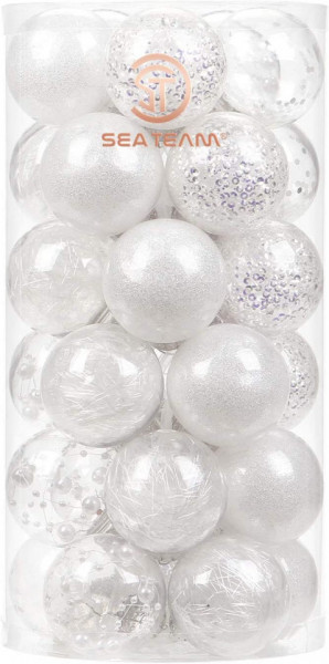 Set de 30 globuri de Craciun Sea Team, plastic, transparent, 5 cm