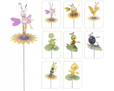 Set de 4 decoratiuni gradina Karll fluture/libelula/albina/broasca/pasare/furnica