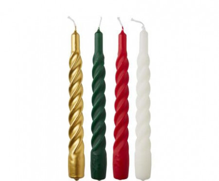 Set de 4 lumanari Swirl, parafina, multicolor