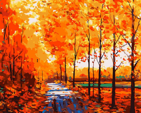 Set de pictura cu numere Fuumuui, peisaj, vopsea in ulei, multicolor, 40 x 50 cm